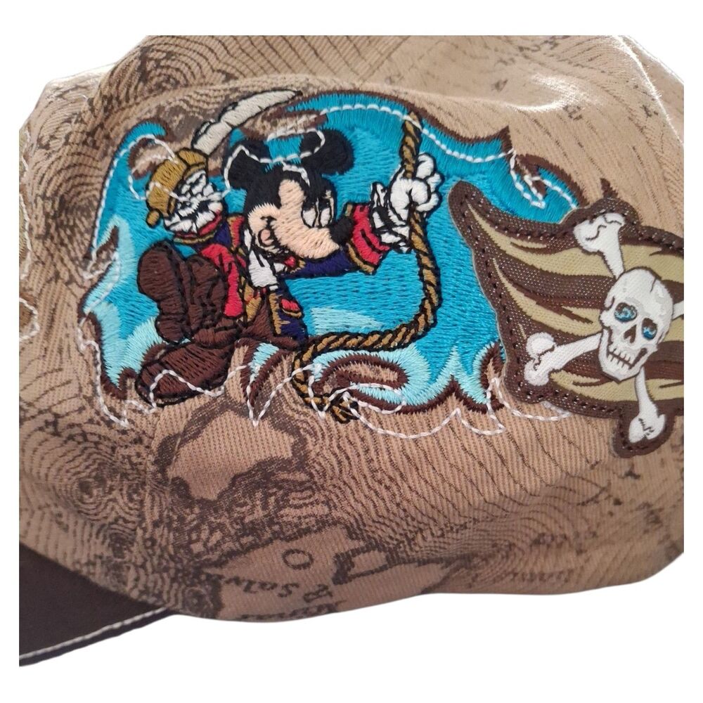 Disney Cruise Line Pirates of the Caribbean Youth Hat Cap Brown Tan Map Mickey - Picture 4 of 10